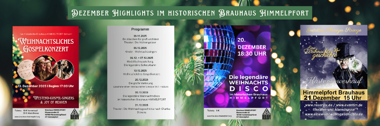 die Weihnachts Events in Himmelpfort des Brauhauses